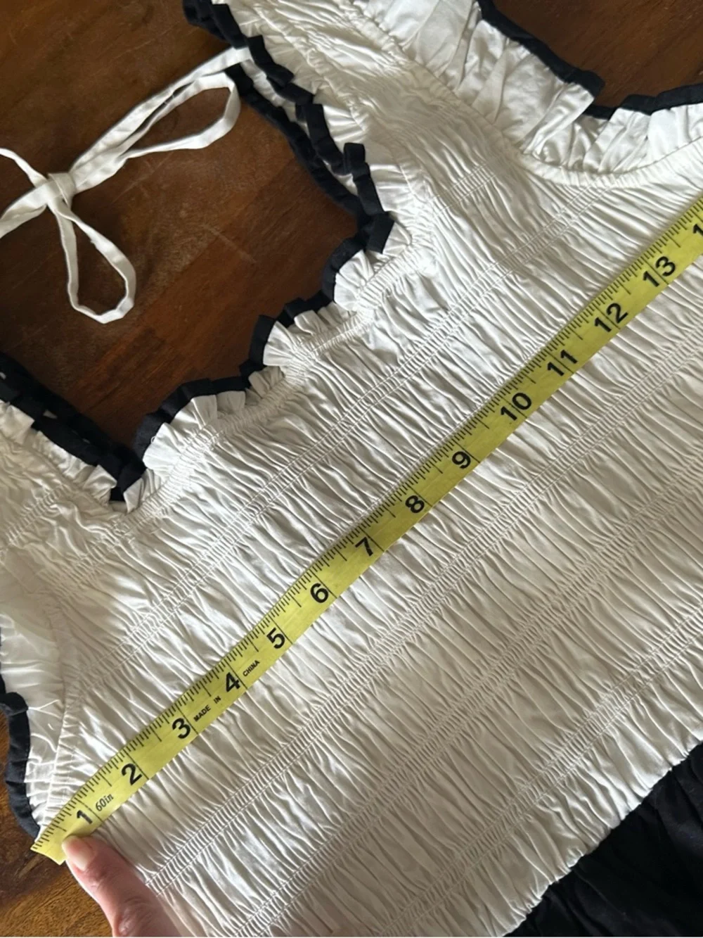 Free People Tovi Black and White Ruffled Smocked Midi Dress size M NWT - Picture 4 of 8